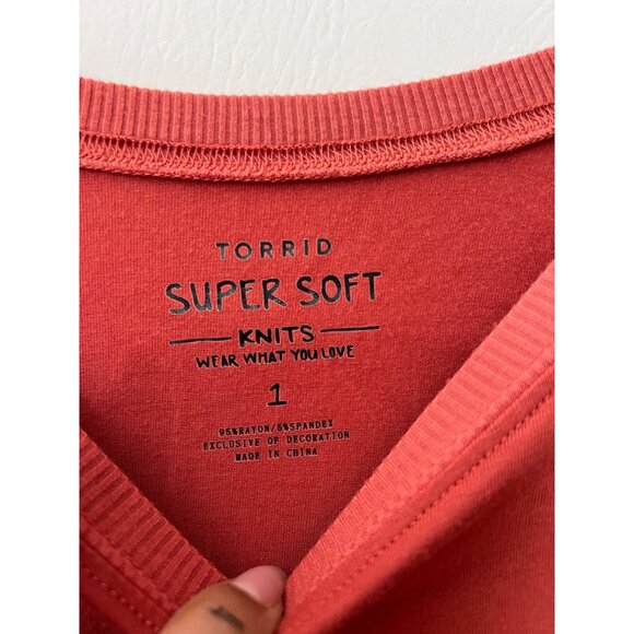 Torrid Relaxed Super Soft Dolman Tee Orange Pullover Sleeve Knit Size 1X - Picture 6 of 7